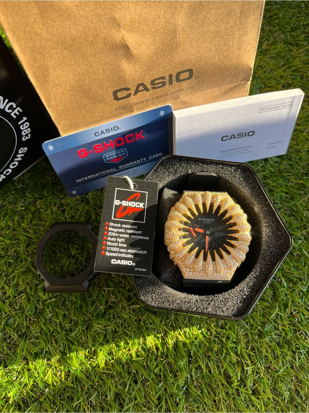 Casio G-Shock Men's moissanite Watch Gold and Black